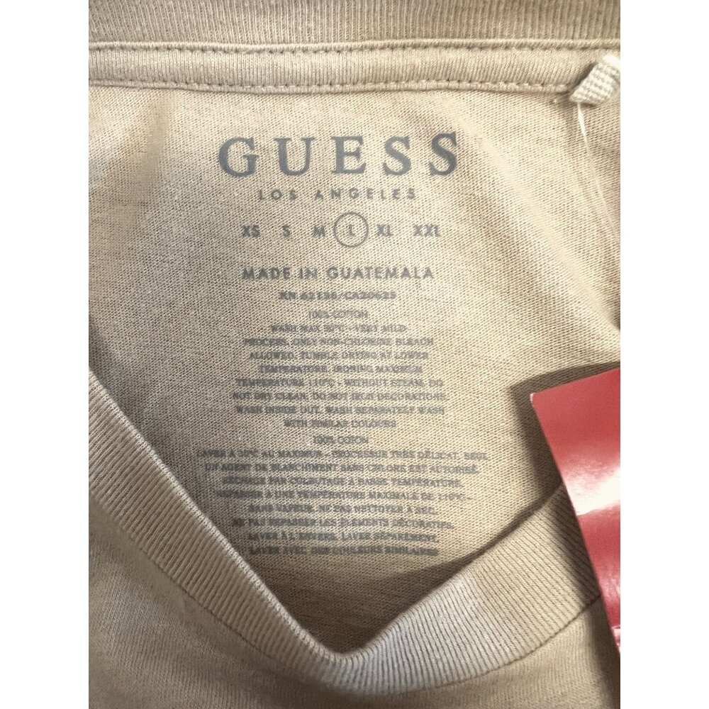 Guess Los Angeles Logo Womens Crewneck T-Shirt Dulce Cream Large Cotton - Picture 4 of 4